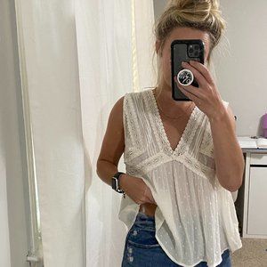 White Lace Vintage Tank Top